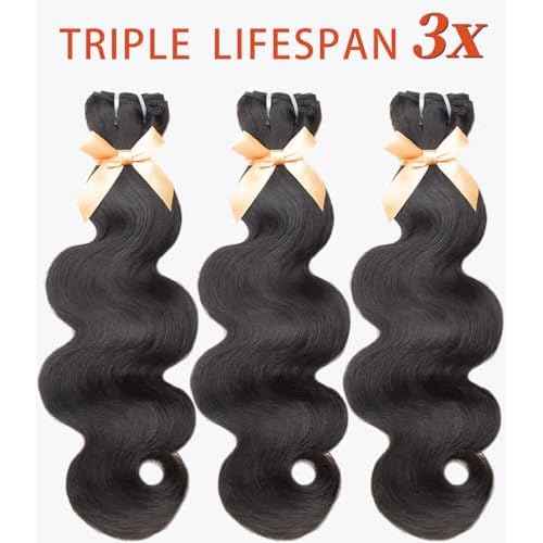 MLIP Raw Bundles Human Hair Body Wave, No Tangle Shedding, Keep Texture Silky Soft After Multiple Washes, 15A Raw Indian Hair Bundles 18 Inches, Triple Lifespan 3X