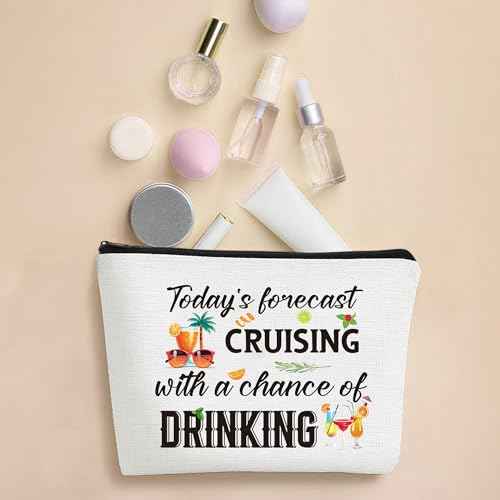 Cruise Ship Makeup Bag - 4Pcs Cruise Ship Essentials Survival Kit Canvas Cosmetic Bags Organizer Portable Beach Accessories with Zipper Pouch Travel Bags Cruise Gifts for Girls Women Sister