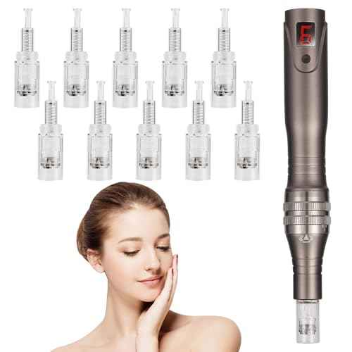 0.25mm Home Use Microneedle Derma Roller Pen, Derma Pen for Women Men - Microneedling Skin Care Beauty Kit Tool for Face Hair Beard