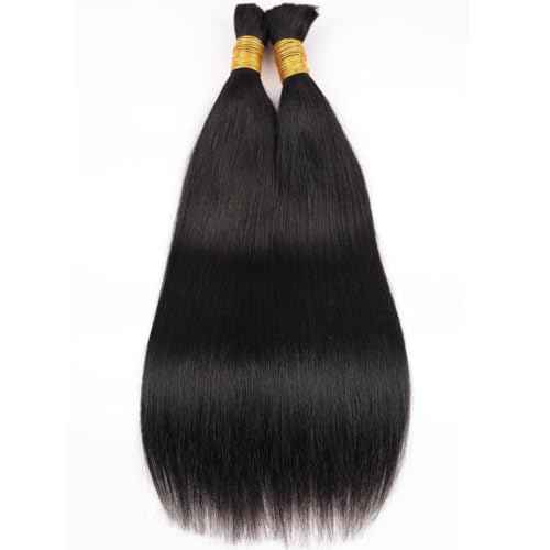 Human Braiding Hair for Boho Braids 22inch Straight Bulk Human Hair Extensions for Braiding No Weft Brazilian Virgin Human Braiding Hair for Black Woman Straight 1 Bundle 100g Natural Black