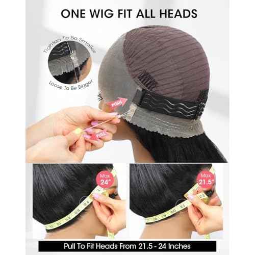 16 Inch Hidden Strap 360 Glueless Lace Front Wigs 100% Human Hair 200% Density Pre Plucked HD Lace Loose Body Wave 360 Full Lace Human Hair Wigs With Invisible Drawstring for Black Women
