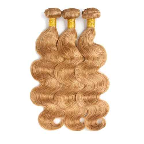 27# Blonde Human Hair Bundles 24 26 28 Inch Honey Blonde Bundle 27 Color Body Wave Bundles Human Hair Unprocessed Brazilian Virgin Quick Weave Hair for Black Women