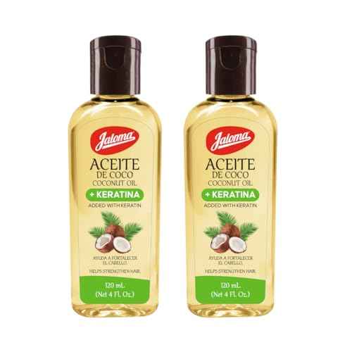 Jaloma Coconut Oil with Keratin to Help Strengthen Hair, 2 Pack, 4 Oz Each Bottle