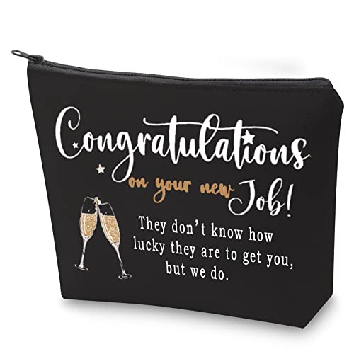 ZJXHPO New Job Gift Congratulations On Your New Job Cosmetic Bag Best of Luck Travel Case Gift Coworker Leaving Gift Makeup Zipper Touch Bag Gift for Colleague (BL new job)