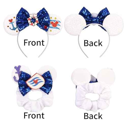 Cruise Ears Headband 2 Set Sequin Mouse Ears for Women Girls Hair Accessories for Cruise Trip Costume Party Decoration