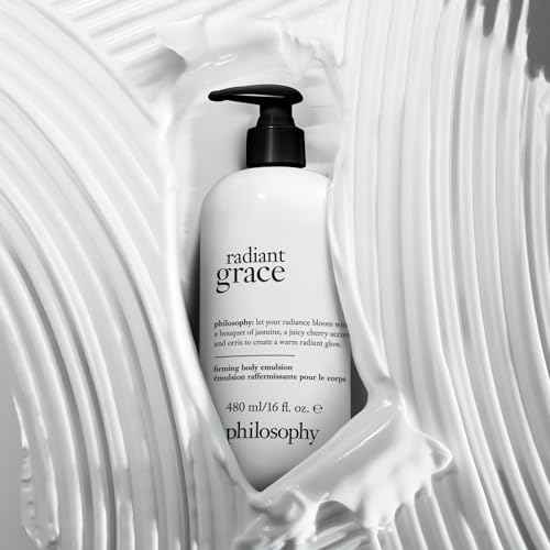 philosophy radiant grace firming body emulsion - luxury scented body lotion - with shea butter - notes of jasmine, black cherry & sandalwood - 16 fl oz