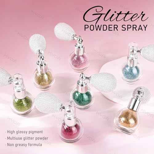 KYDA Highlighter Powder Spray, High Glossy Shimmer Sparkling Powder for Face and Body Glitter Makeup, Body Glitter Spray, Golden