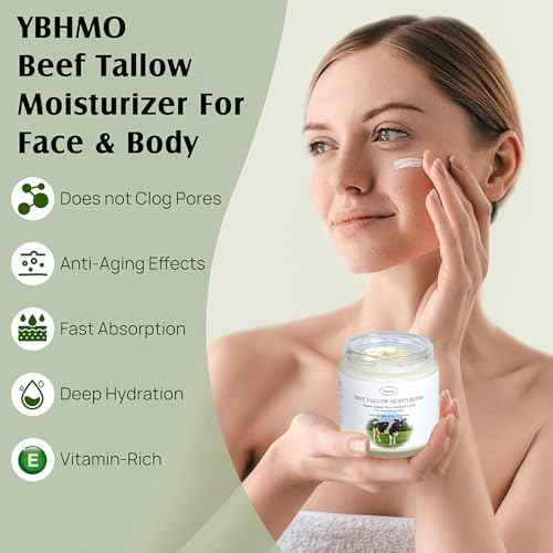Beef Tallow Moisturizer,Beef Tallow for Skin,Organic Grass Fed Beef Tallow with Raw Honey Moisturizing Cream, Whole Body & Face Moisturizer£¨4oz£©