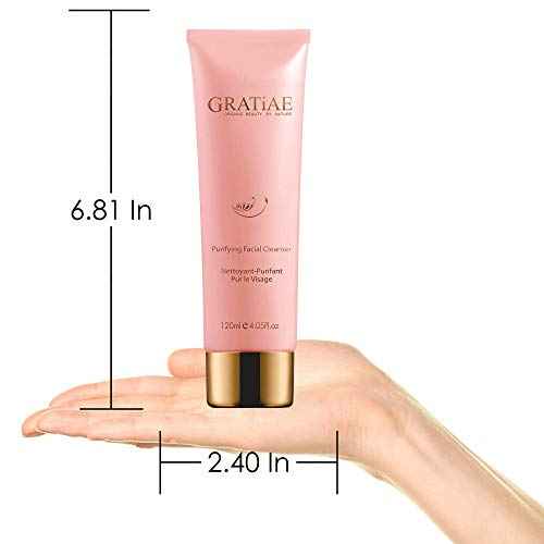 Gratiae Organics Purifying Exfoliating Facial Cleanser, exfoliating face scrub & face wash with witch hazel, jojoba oil, hydrating, non-drying skin care, 4.05Fl