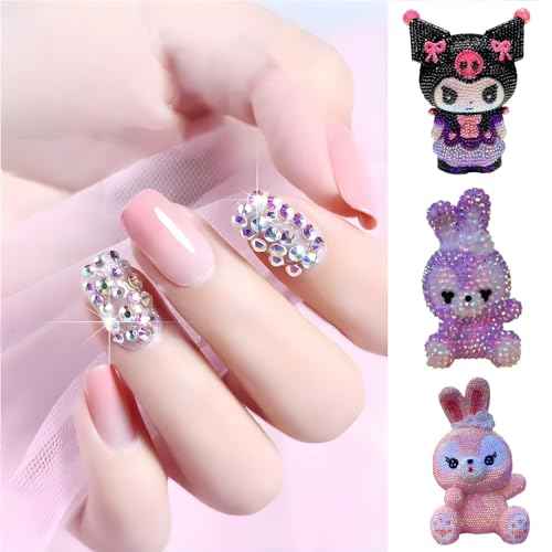 Flatback Rhinestones Round Gems for Nails Art and Crafts 4000Pcs SS12 3mm Glitter Crystals Stone DIY Bags Clothes Shoes (Pink)