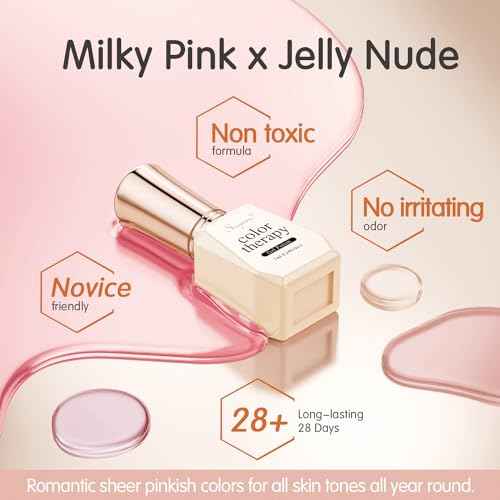 Milky White Jelly Nude Gel Nail Polish Set, 6 Transparent Colors Sheer Pink Gel Nail Kit for Salon and Nail Art DIY at Home