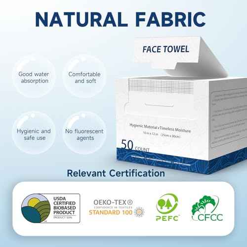 Face Towels, 10¡± x 12¡±, Face Towelettes Disposable, Extra Thick Soft and Absorbent for Sensitive Skin, Disposable Face Towel for Makeup Remover, Dry Wipes, 100 Count£¨2 Pack£©