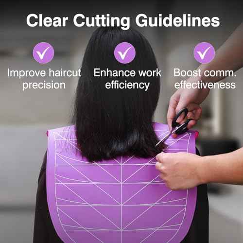 Hair Cutting Cape Collar for Salon, Hair Cutting Guide for Women, Large Waterproof Silicone Hair Dye Collar, Barber Hair Cutting Mat for Shoulders with Weighted Rubber Neck Wrap, Purple