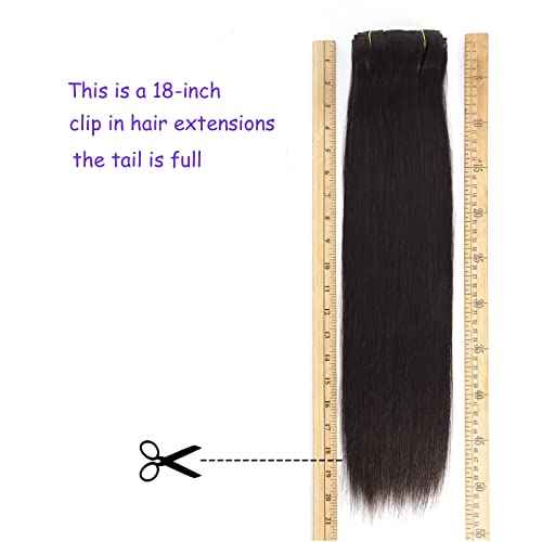 Clip in Hair Extensions Real Human Hair 9pcs 130g Dark Brown Hair Extensions Straight Natural Soft Human Hair Extensions Thick Remy Straight Clip in Hair Extensions 18inch Dark Brown