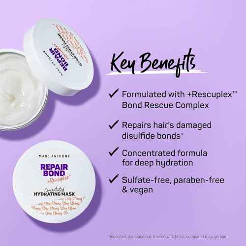 Marc Anthony Hair Mask - Repairs, Strengthens & Maintains Bonds within Hair - Eliminates Frizz, Flyaways & Reduce Breakage - Dry & Damaged Hair Professional Treatment