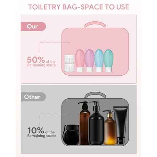 Toiletry bag for women with travel size containers set, hanging toiletry bag for full Size toiletries, Skincare, Shampoo, Makeup Cosmetic Bag Travel Organizer, Water-resistant toiletry bag