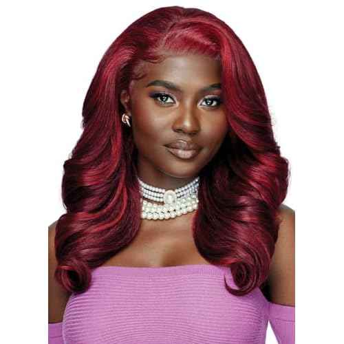 Outre Lace Front Wig - Perfect Hair Line 13X4 - Swoop Series - Swoop 2 (BURGUNDY FLAME)