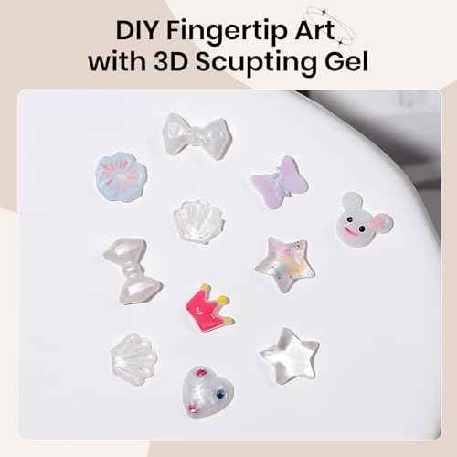 3D Gel for Nail Art, Clear Sculpting Solid Hard Gel for Nails Non-Sticky for Carving Building Extension with Nail Art Pen Home DIY Manicure