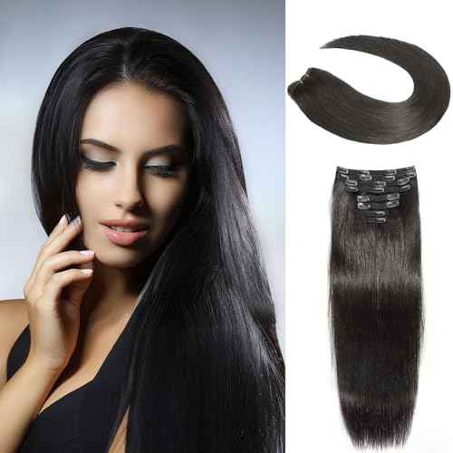Silky Straight Clip in Hair Extensions Real Human Hair,20 inch 4.24oz Remy Human Natural Hair Clip ins for Women 8pcs Double Weft