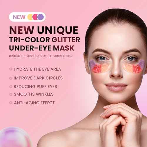 Under Eye Patches (48 Pairs) - New Tri-color Glitter Eye Gel Pads for Dark Circles Puffy Eyes,Under eye Bags,Wrinkles|Natural Collagen Under Eye Mask Patches, Gel Under Eye Patches