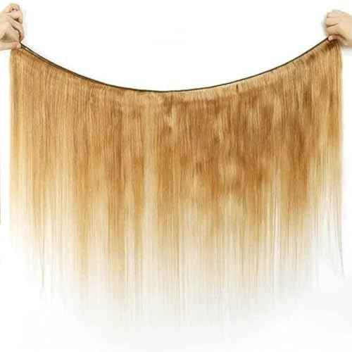 #27 Honey Blonde Bundle Human Hair Blonde Human Hair Bundles Straight 1 Bundle Color 27 12 Inch Blonde 100G/PC Unprocessed Brazilian Virgin Double Weft Hair Extension