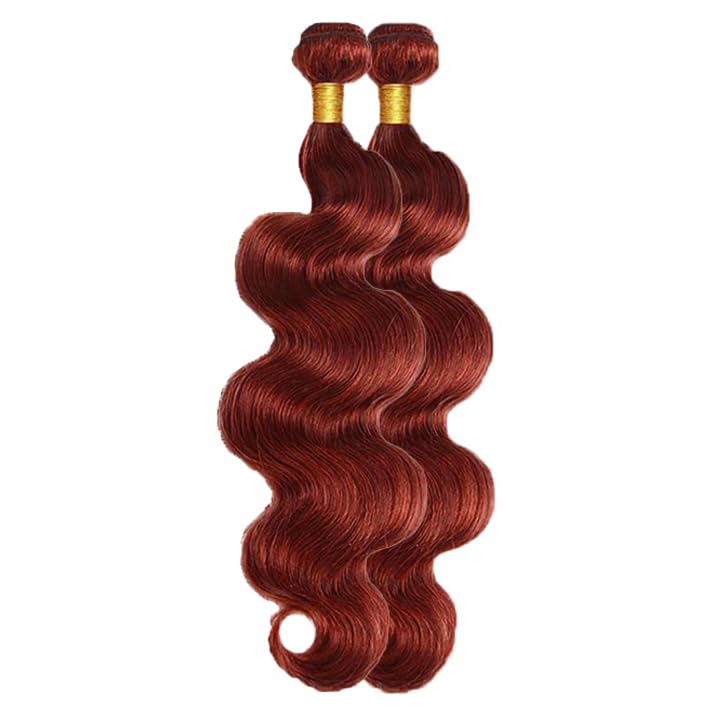 Reddish Brown Bundles Color #33 Body Wave Human Hair Bundles 24 24 Inch Grade 8A Remy Hair 2 Bundles Copper Red Body Wave Bundles Hair Extensions Auburn Human Hair Bundles