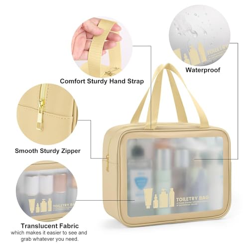 MAANGE Toiletry Bag for Women Men, Translucent Waterproof Makeup Cosmetic Bag Travel Organizer for Accessories, Toiletries