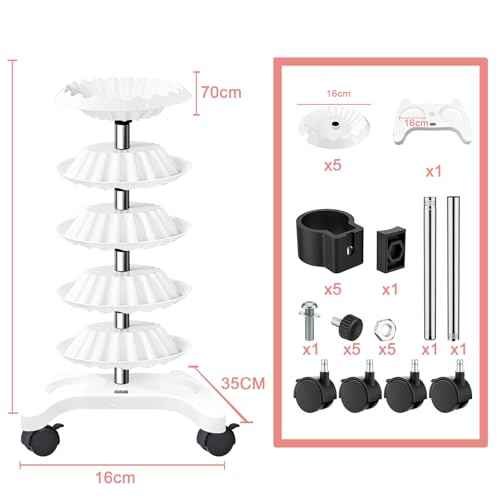Auto Care Nail Polish Organizer,Removable Universal Wheeled Disc Fluted Nail Polish Holder£¬Large-capacity Six-layer Nail Polish Storage Rack for Nail Salons.