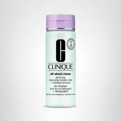 Clinique 3-Step All About Clean All-in-One Cleansing Micellar Milk + Makeup Remover With Glycerin + Vitamin E, 6.7 Fl Oz