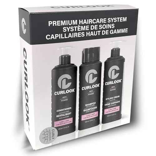 Curly Hair Package | Sulfate-Free, Silicone-Free Shampoo, Conditioner & Leave-In Styling Cream Set for Men | 400ml (13.5 oz) Each | Made in Canada Curly Hair Products | Pack of 3