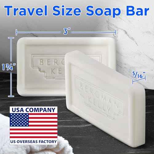 BERGMAN KELLY - Hotel Soap Bars - White Tea, 1 oz, 200 PK - Travel Size Luxury Bulk Amenities Bar Soap - Mini Individually Wrapped Rectangular Soap, Small Toiletries for Airbnb, Motel, Guest Bath