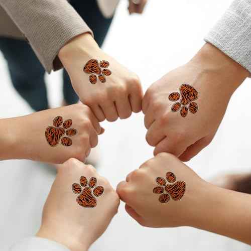 Harloon 20 Sheets 300 Pcs Paw Print Tattoos Temporary Paw Print Face Tattoos Dog Stickers Removable for Cheer Patrol Women Body Arm Foot(Tiger)