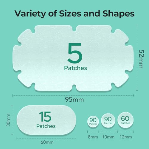 XXL Pimple Patches for Body, Large Hydrocolloid Acne Patches, 5 Sizes Big Hydrocolloid Bandages for Back, Chest, Shoulders Zit Breakouts, Blemish Patch for Face (Oval, Dot 260 Count)