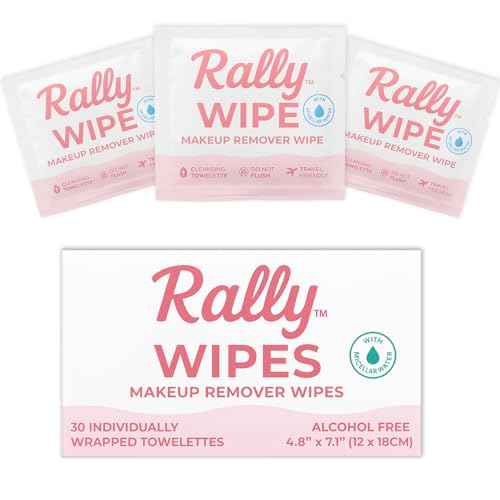 Rally Wipes ? Mess-Free Makeup Remover Wipes with Micellar Water ? Bulk Facial Cleansing Individually Wrapped for Travel, Gym, Car & Purse (150 Count)