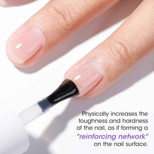 GELLEN Fiber Glass Base Gel Polish, 0.51 Fl.oz Clear Nail Strengthener for Repair Broken Damaged Thin Weak Nails, Professional Soak Off UV Base Coat Salon Home