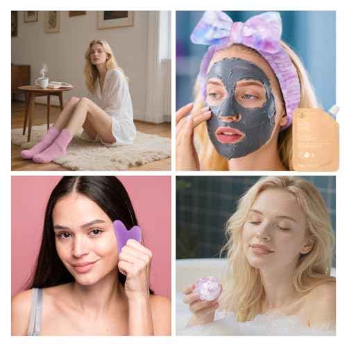 Face Sheet Masks Pack, 55 Pcs Skin Care Kit, Spa Kit Gift for Women, Real Deep Hydrogel Collagen Mask, Hyaluronic Acid Face Serum, Clay Mask, Gel Eye Mask, Lip Gloss, Christmas, Birthday, Anniversary