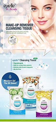 Epielle Cucumber Makeup Remover Wipes | 60 Count, 2 Pack | Gentle Cleansing Towelettes | Beauty Gift, Spa Day, Gift Set | Korean Skincare