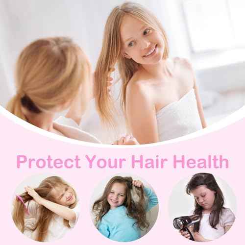 Basumee Microfiber Hair Towel Wrap for Kids 2 Pack Rapid Drying Hair Towel with Button Hair Turbans for Wet Hair Wraps Head Towel Wrap for Women and Girls, Blue