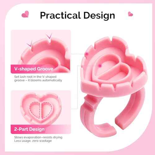 MelodySusie Glue Rings, 3 Shapes with 300PCS for Eyelash Extensions or Nail Art, Disposable Plastic Holders for Adhesive, Pigment or Gel Nail Polish, for Home DIY and Salon Tools