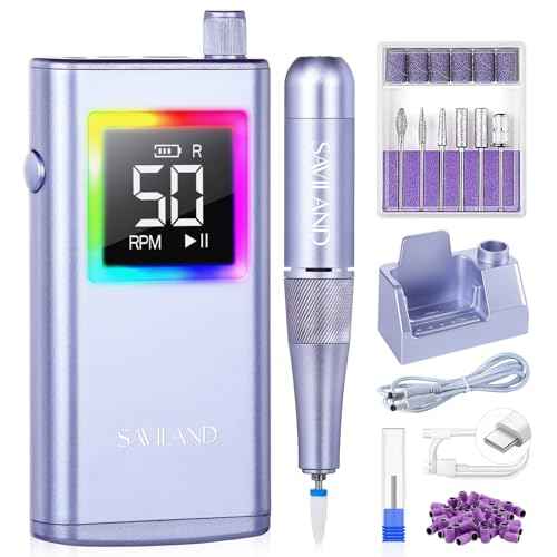 SAVILAND Advanced 50000 RPM Nail Drill Professional: Aluminium Alloy 10S Fast Removal Electric Nail File Portable Nail Filer Electric Nail Drill Bits Pro Acrylic Nail Manicure Nail Tools