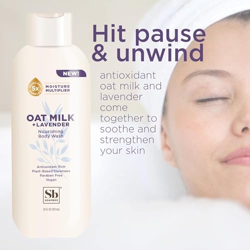 Soapbox Body Wash, Oatmilk & Lavender Liquid Body Wash, Moisturizing Soap with Shea Butter, Vegan Duo Pack of 2 Soap Bottles, 20oz Each