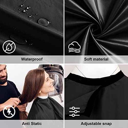 Hair Salon Capes Waterproof Haircut Unisex Black Cape Barber Hair Cutting Cape with Snap Closure Hair,Coloring and Styling