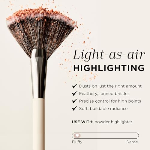 HALEYS Fan Makeup Brush ? Soft Vegan Fluffy Face Brush for Applying Highlighter, Bronzer & Finishing Powder, Precise, Luminous Blending Tool, Cruelty-Free