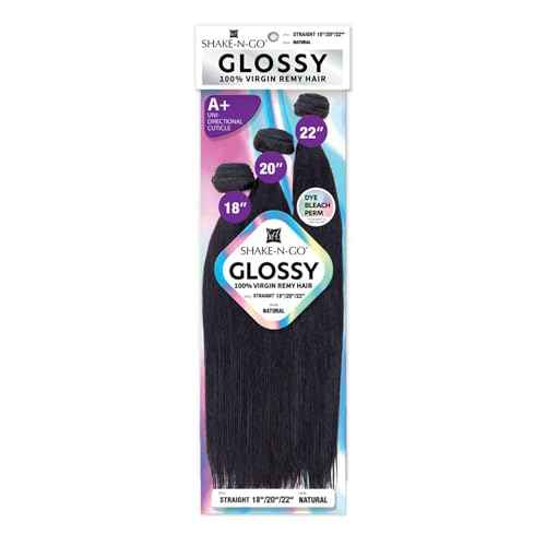 Shake-N-Go - GLOSSY 100% VIRGIN REMY HAIR - STRAIGHT (12"/14"/16", NATURAL BLACK)