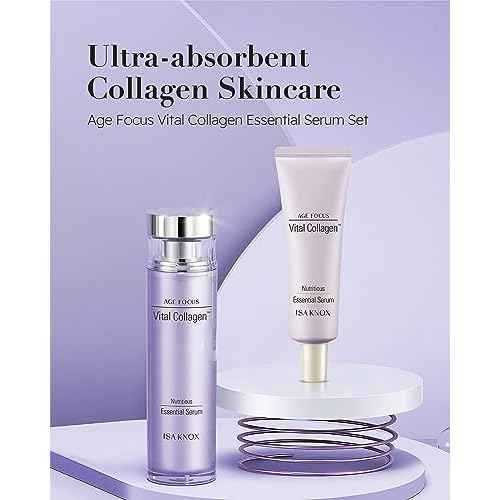 ISA KNOX AGE FOCUS VITAL COLLAGEN Essential Serum (2.4fl oz) - Korean Skin Care, Ampoule by LG Beauty. Hydrolyzed Collagen, Vitamins C, B12 & E