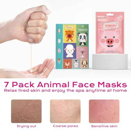7PCS Kids Face Mask Set Spa Treatment Facial Mask for Kids, Moisturizing Spa Party Facial Mask Skincare Set
