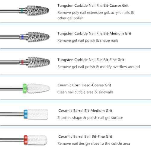 13PCS Nail Drill Bits Set, 3/32¡± Professional Nail Drill Bits, Tungsten Carbide Ceramic Efile Cuticle Remover Bits with Brush, Brocas para u?as for Home Salon Nail Manicure