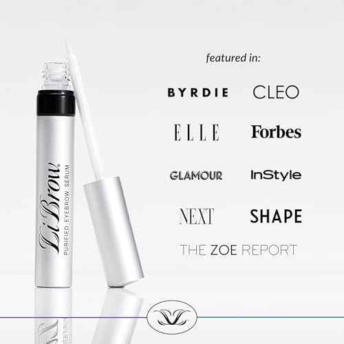 LiBrow Purified Eyebrow Serum to Grow Darker, Fuller, Thicker-Looking Brows - Natural Botanical Extracts, Safe for Sensitive Skin & Thin Overplucked Brows - Vegan & Cruelty-Free (3mL, 90-Day Supply)