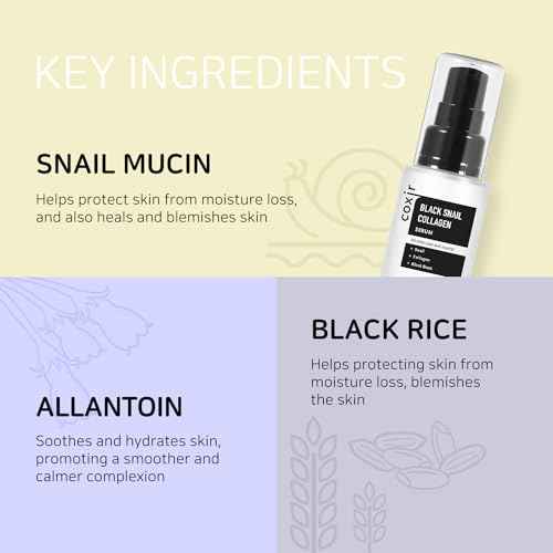 coxir BLACK SNAIL GIFT SET | Birthday Gifts | Black Rice, Snail Mucin, Collagen, Peptide | Firming, Moisturizing, Repairing, Korean Skin Care,Holiday Gift Set,Christmas Gift Set