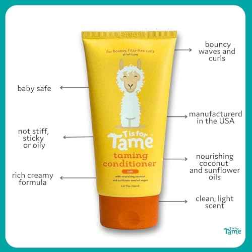 T is for Tame Taming Conditioner for Kids ? Natural Curly Hair Conditioner with Jojoba & Sunflower Oil ? Detangles, Softens & Controls Frizz ? Plant-Based, Vegan & Hypoallergenic ? 5.07 fl oz